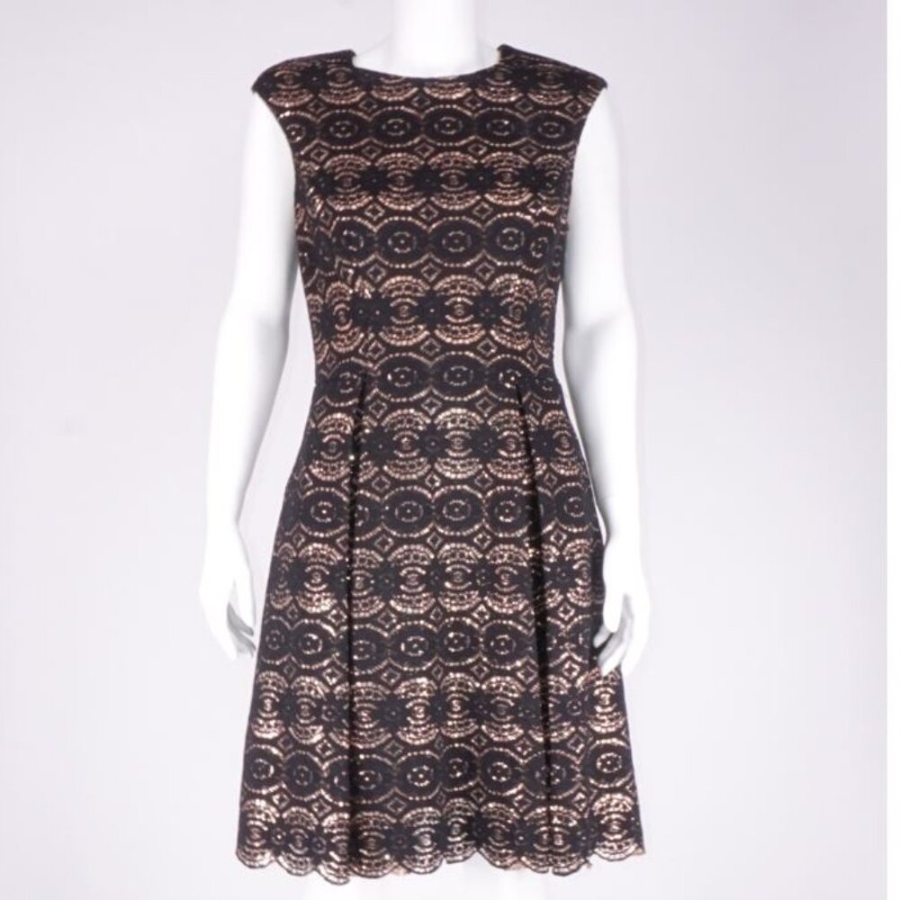 NWT Vince Camuto Sequin Lace Dress- Black / Nude